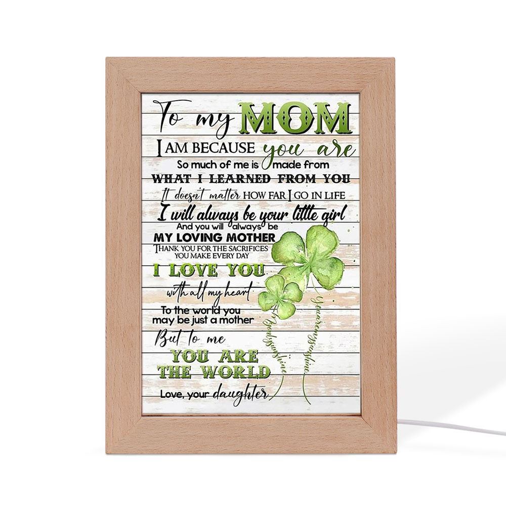 To My Mom From Daughter Four Leaf Clover Frame Lamp, Mother's Day Night Light, Best Mom Ever, Gift For Mom