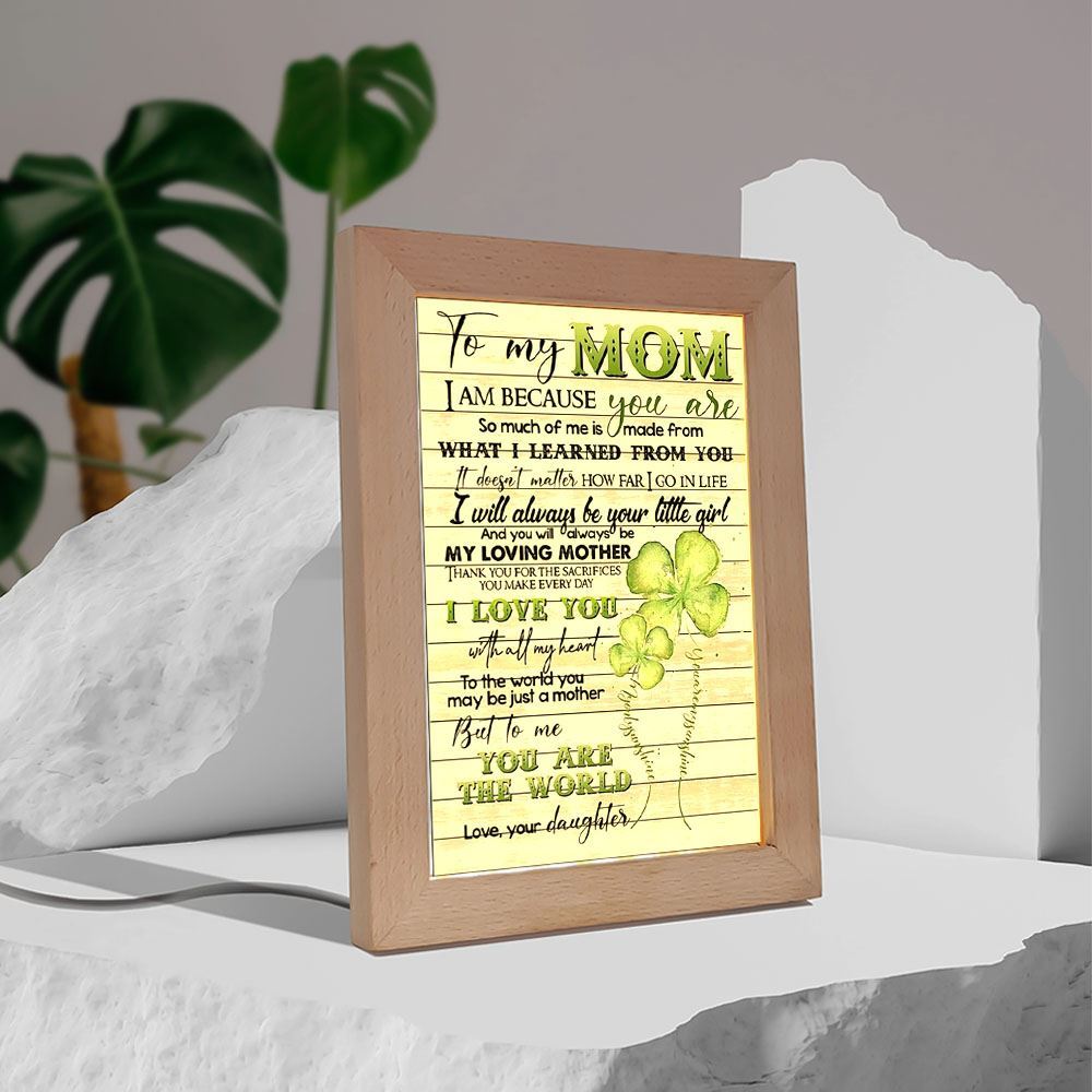 To My Mom From Daughter Four Leaf Clover Frame Lamp, Mother's Day Night Light, Best Mom Ever, Gift For Mom