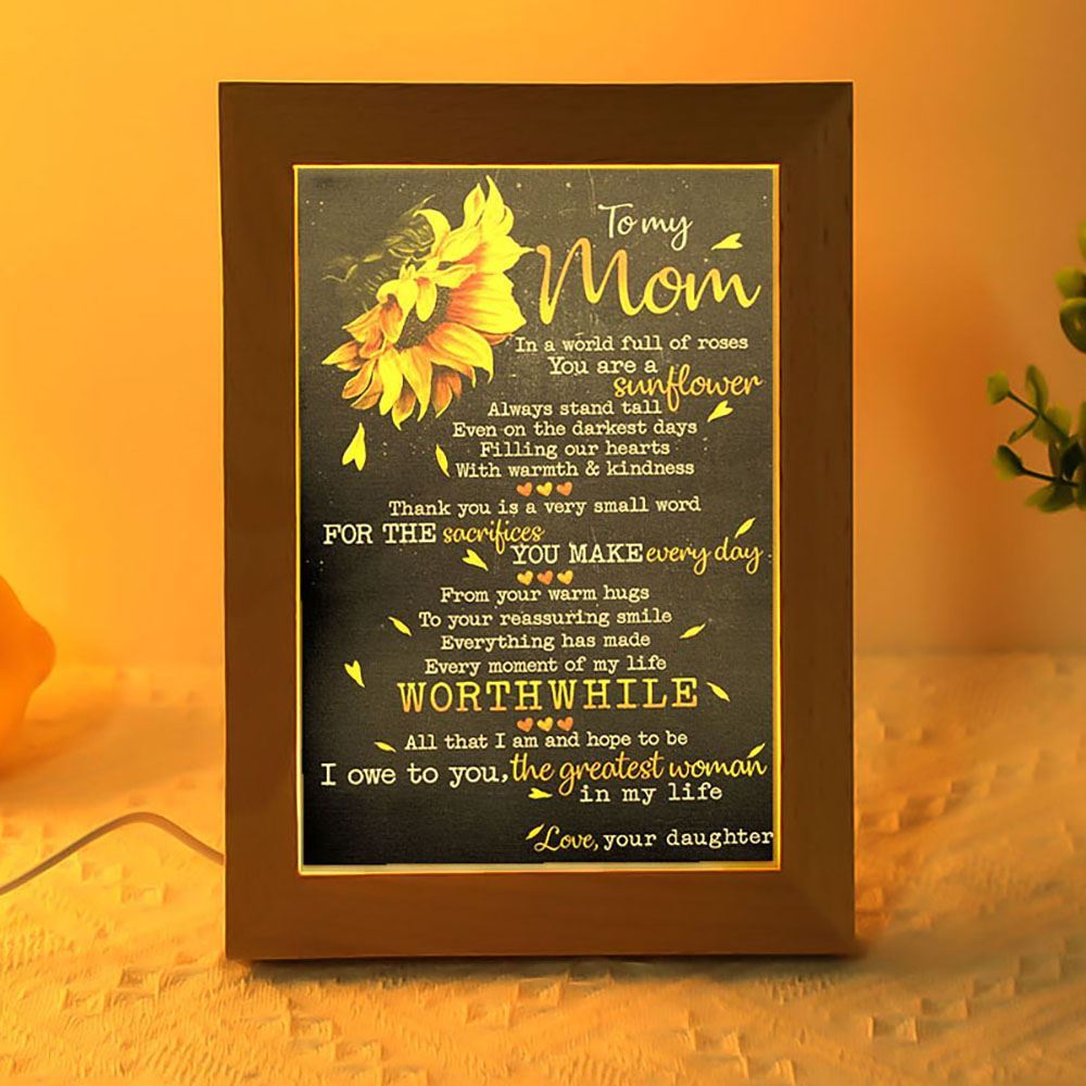 To My Mom From Daughter Frame Lamps, Mother's Day Night Light, Best Mom Ever, Gift For Mom