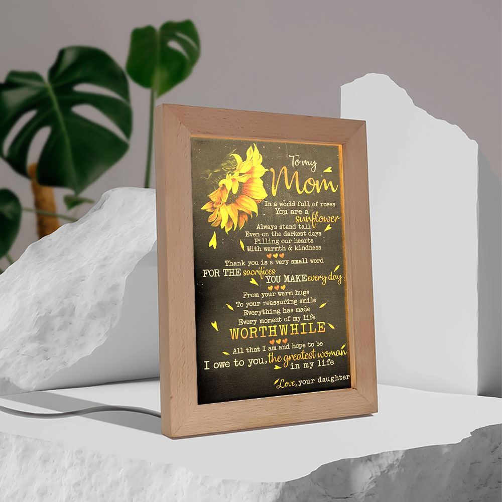 To My Mom From Daughter Frame Lamps, Mother's Day Night Light, Best Mom Ever, Gift For Mom