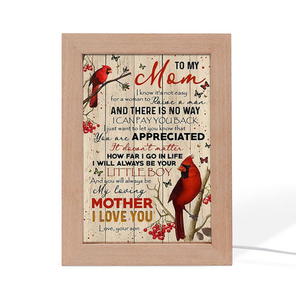 To My Mom I Know It's Not Easy To Raise A Man Mother's Day Frame Lamp, Mother's Day Night Light, Best Mom Ever, Gift For Mom