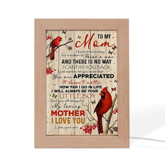 To My Mom I Know It's Not Easy To Raise A Man Mother's Day Frame Lamp, Mother's Day Night Light, Best Mom Ever, Gift For Mom