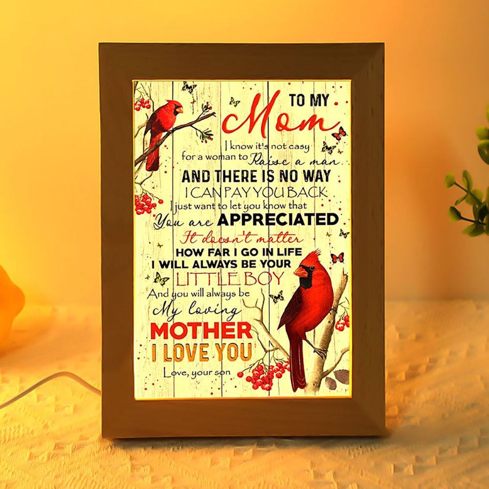 To My Mom I Know It's Not Easy To Raise A Man Mother's Day Frame Lamp, Mother's Day Night Light, Best Mom Ever, Gift For Mom