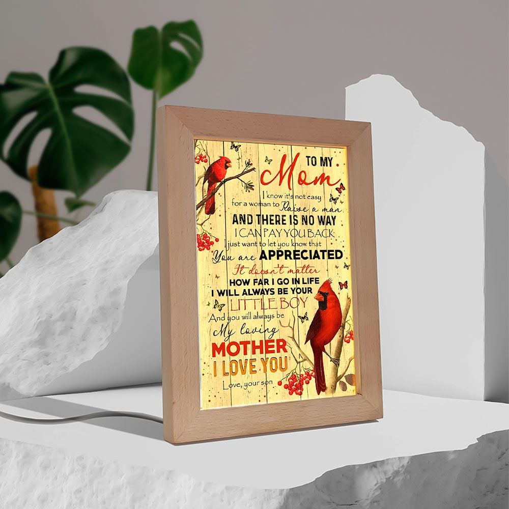 To My Mom I Know It's Not Easy To Raise A Man Mother's Day Frame Lamp, Mother's Day Night Light, Best Mom Ever, Gift For Mom