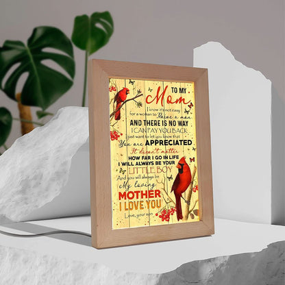 To My Mom I Know It's Not Easy To Raise A Man Mother's Day Frame Lamp, Mother's Day Night Light, Best Mom Ever, Gift For Mom