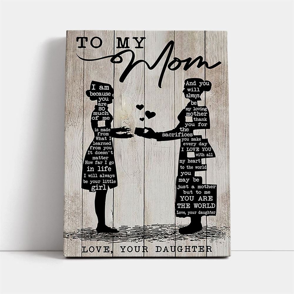 To My Mom I Lerned From You Portrait Canvas, Mother's Day Canvas Art, Gift For Mom, Birthday Gift, Mother's Day Wall Art