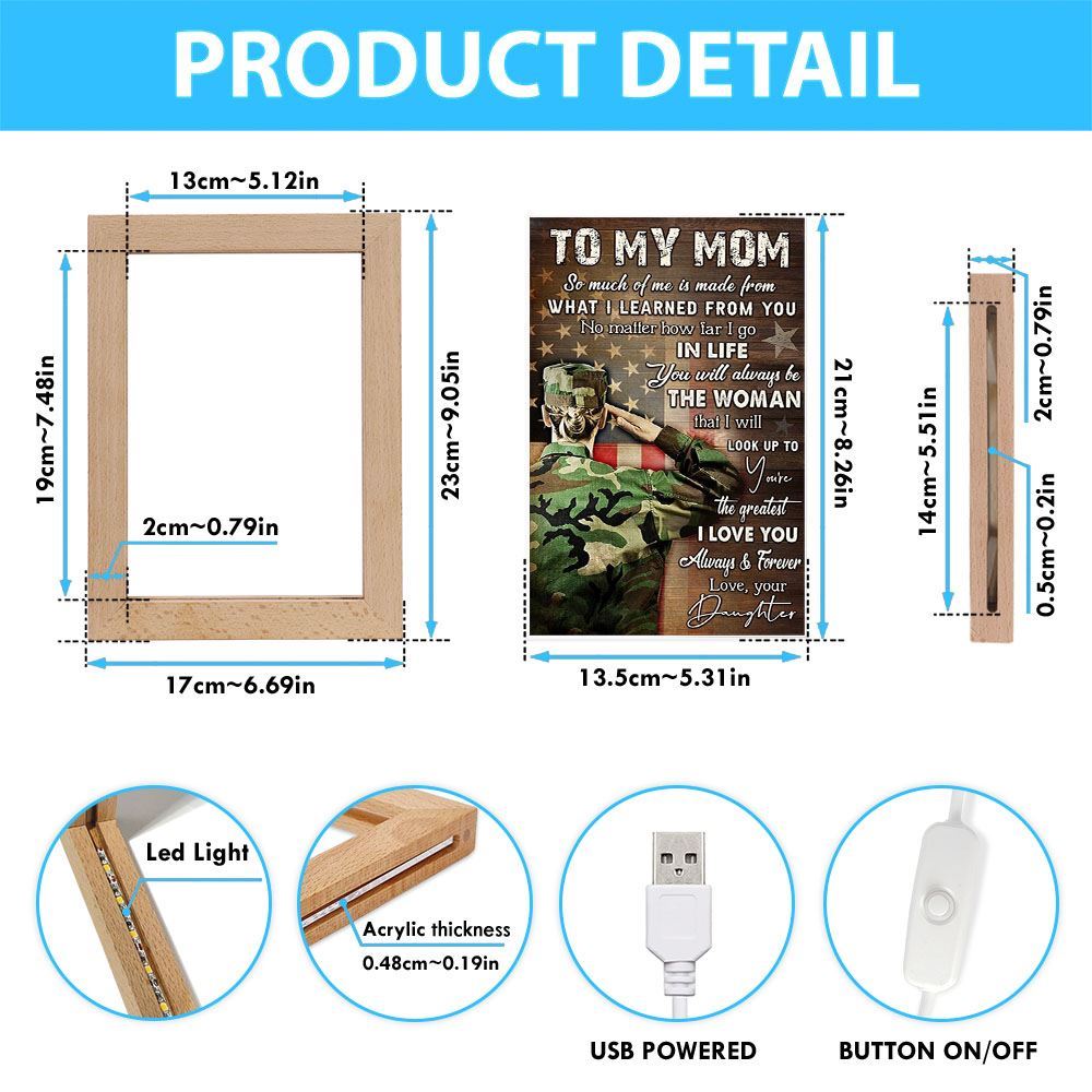To My Mom I Love You Always And Forever Portrait Frame Lamp, Mother's Day Night Light, Best Mom Ever, Gift For Mom