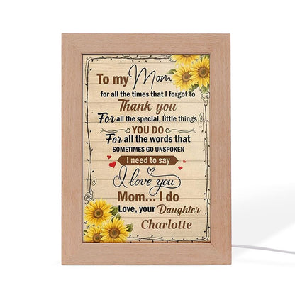 To My Mom I Love You Mother's Day Frame Lamp, Mother's Day Night Light, Best Mom Ever, Gift For Mom
