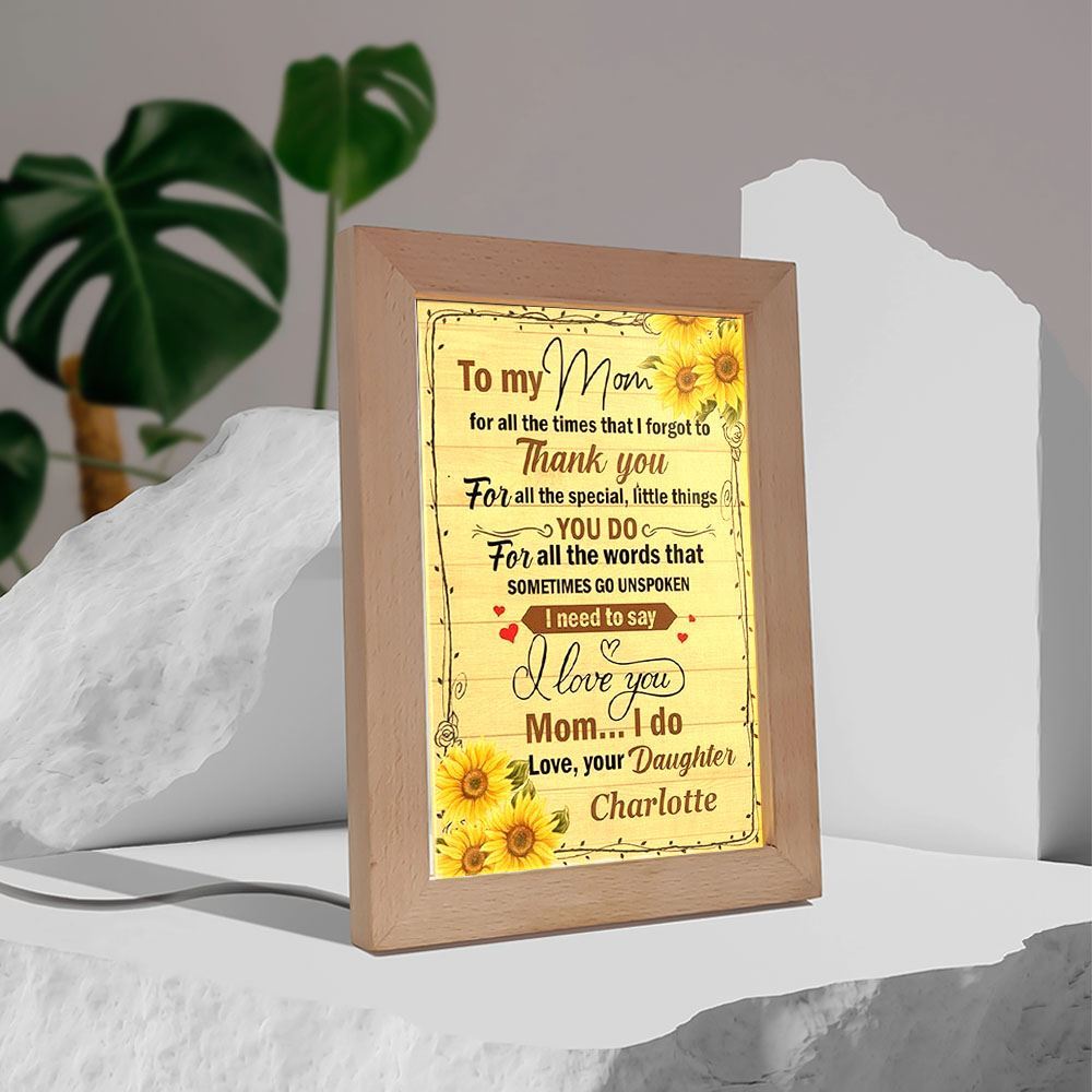 To My Mom I Love You Mother's Day Frame Lamp, Mother's Day Night Light, Best Mom Ever, Gift For Mom