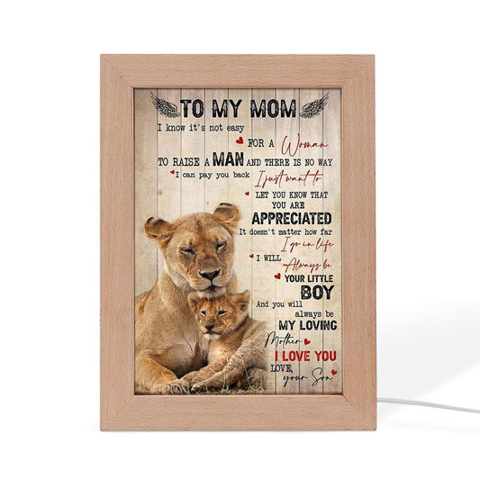 To My Mom Lion Son Mother's Day Gift Frame Lamp, Mother's Day Night Light, Best Mom Ever, Gift For Mom