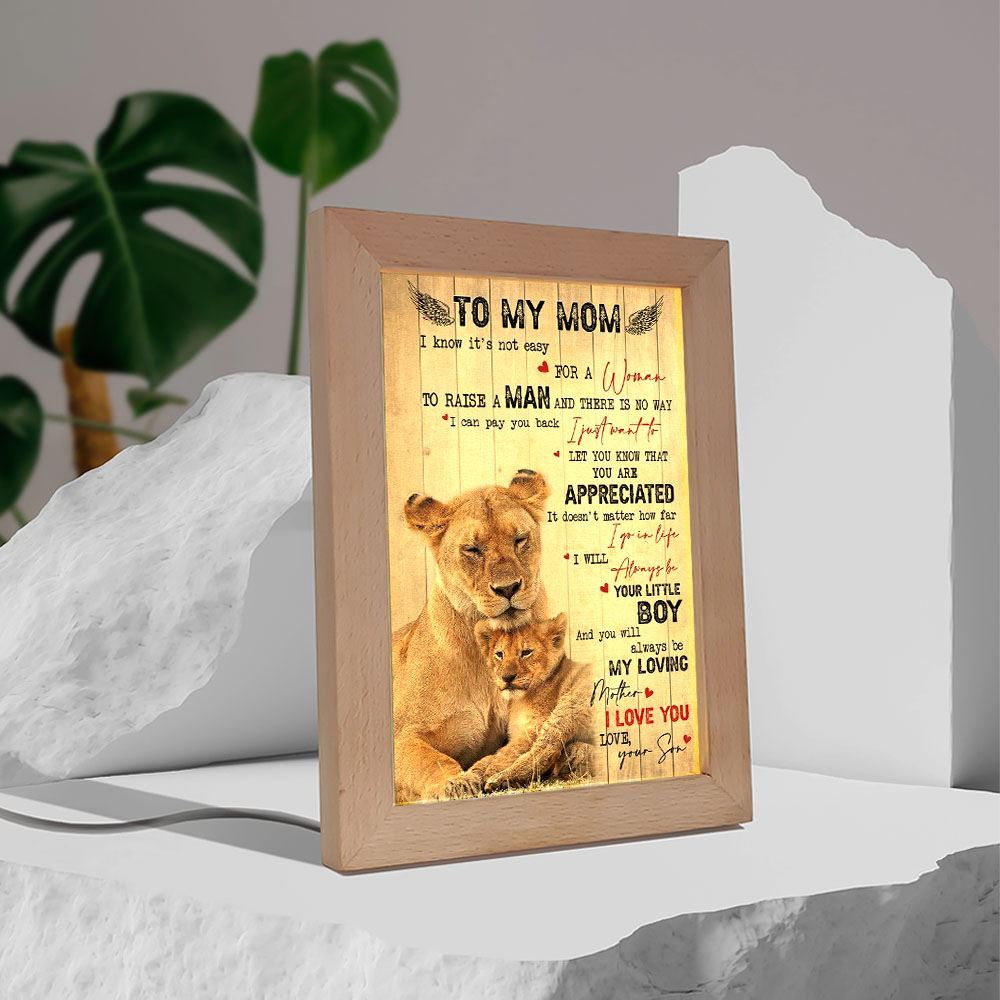 To My Mom Lion Son Mother's Day Gift Frame Lamp, Mother's Day Night Light, Best Mom Ever, Gift For Mom