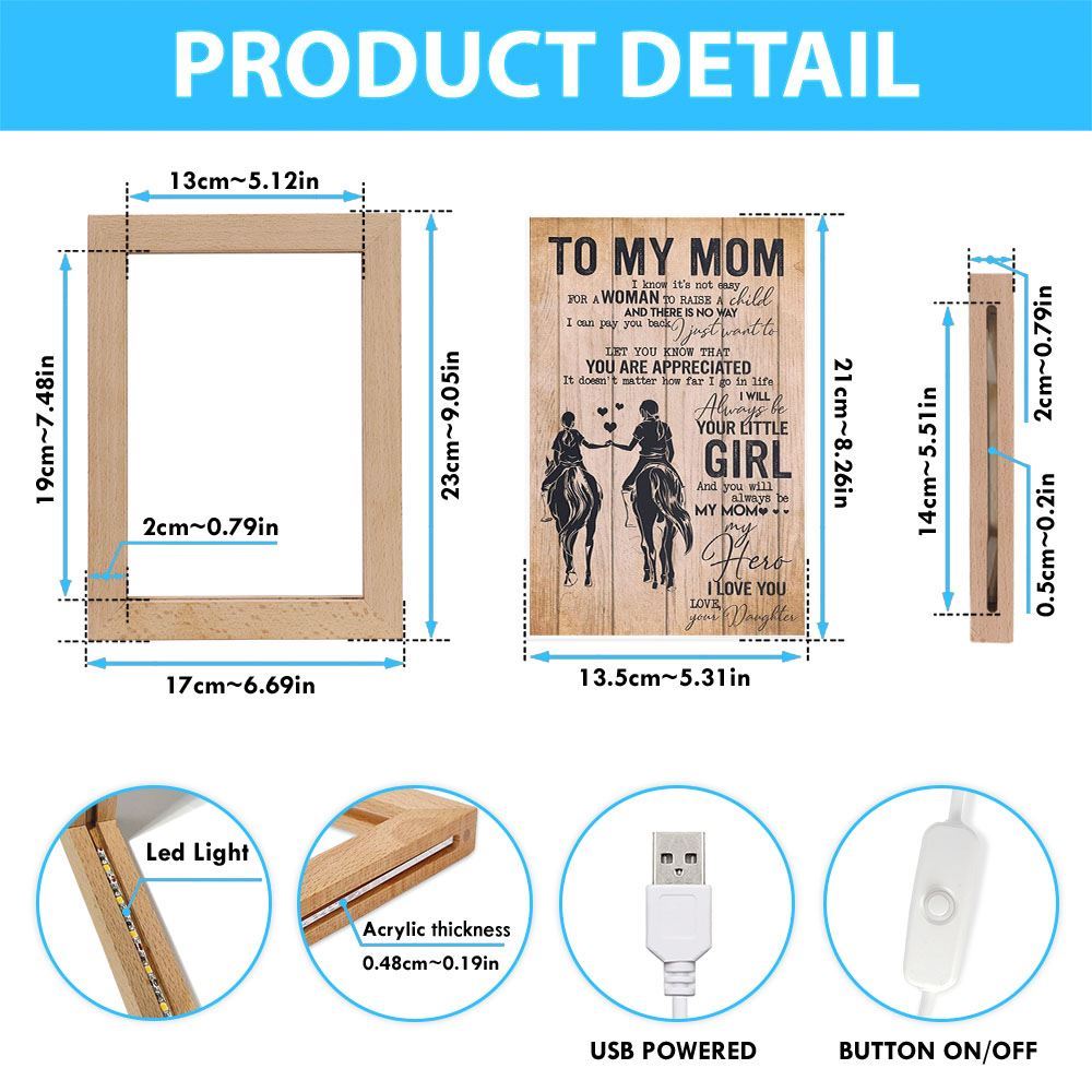 To My Mom Love From Daughter 1 Mother's Day Frame Lamp, Mother's Day Night Light, Best Mom Ever, Gift For Mom