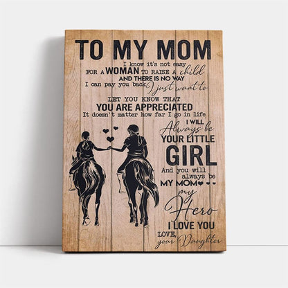 To My Mom Love From Daughter Canvas, Mother's Day Canvas Art, Gift For Mom, Birthday Gift, Mother's Day Wall Art