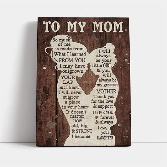 To My Mom Love From Daughter Mother's Day Canvas, Mother's Day Canvas Art, Gift For Mom, Birthday Gift, Mother's Day Wall Art