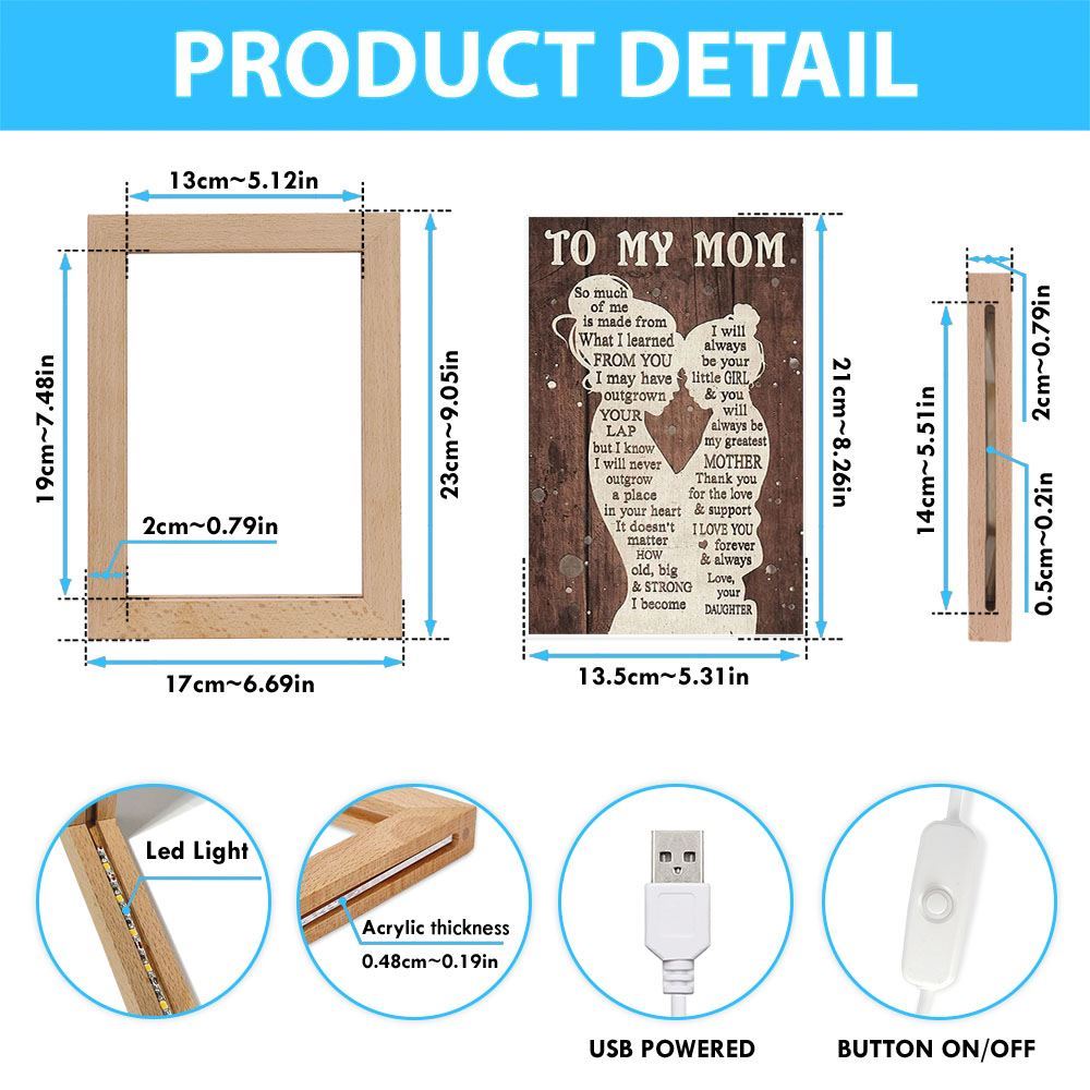 To My Mom Love From Daughter Mother's Day Frame Lamp, Mother's Day Night Light, Best Mom Ever, Gift For Mom