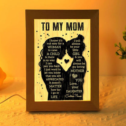 To My Mom Love From Daughter Personalized Mother's Day Frame Lamp, Mother's Day Night Light, Best Mom Ever, Gift For Mom
