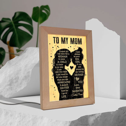 To My Mom Love From Daughter Personalized Mother's Day Frame Lamp, Mother's Day Night Light, Best Mom Ever, Gift For Mom