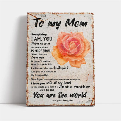 To My Mom Love From Daughter Rose Mother's Day Canvas, Mother's Day Canvas Art, Gift For Mom, Birthday Gift, Mother's Day Wall Art