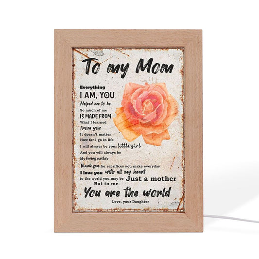 To My Mom Love From Daughter Rose Mother's Day Frame Lamp, Mother's Day Night Light, Best Mom Ever, Gift For Mom