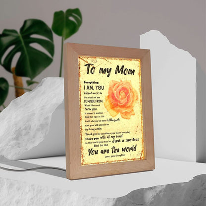 To My Mom Love From Daughter Rose Mother's Day Frame Lamp, Mother's Day Night Light, Best Mom Ever, Gift For Mom