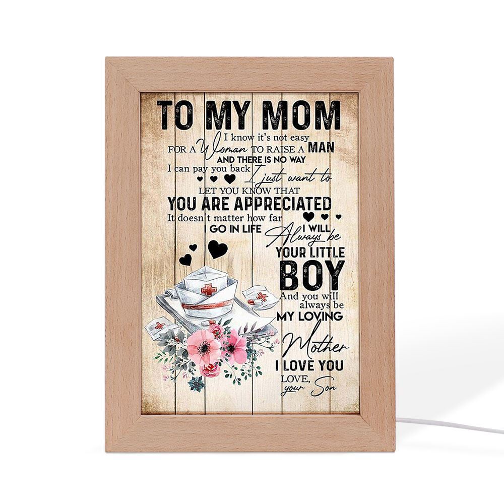 To My Mom Nurse Son Mother's Day Gift Frame Lamp, Mother's Day Night Light, Best Mom Ever, Gift For Mom