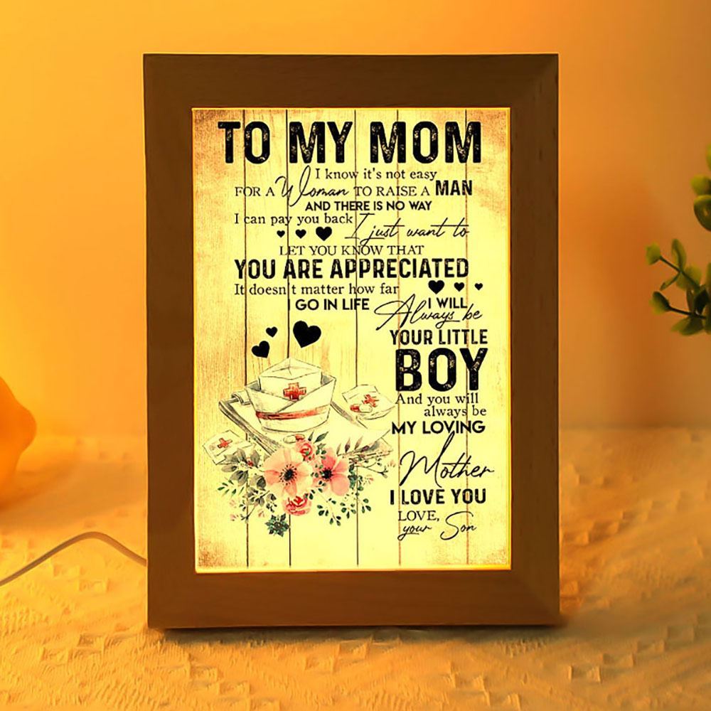 To My Mom Nurse Son Mother's Day Gift Frame Lamp, Mother's Day Night Light, Best Mom Ever, Gift For Mom