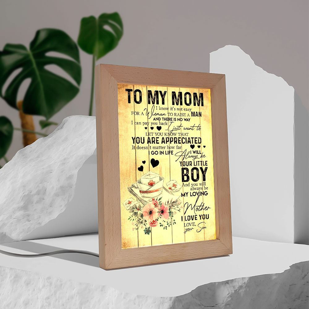To My Mom Nurse Son Mother's Day Gift Frame Lamp, Mother's Day Night Light, Best Mom Ever, Gift For Mom