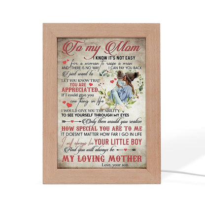 To My Mom You Will Always My Loving Mother Frame Lamp, Mother's Day Night Light, Best Mom Ever, Gift For Mom