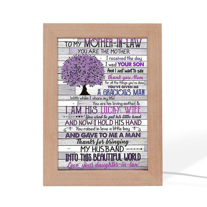 To My Mother In Law You Are The Mother I Received The Day Vertical Paper Frame Lamp, Mother's Day Night Light, Best Mom Ever, Gift For Mom