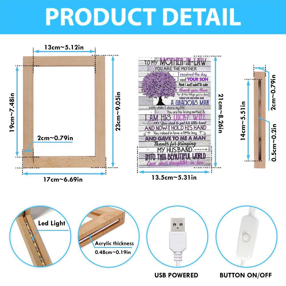 To My Mother In Law You Are The Mother I Received The Day Vertical Paper Frame Lamp, Mother's Day Night Light, Best Mom Ever, Gift For Mom