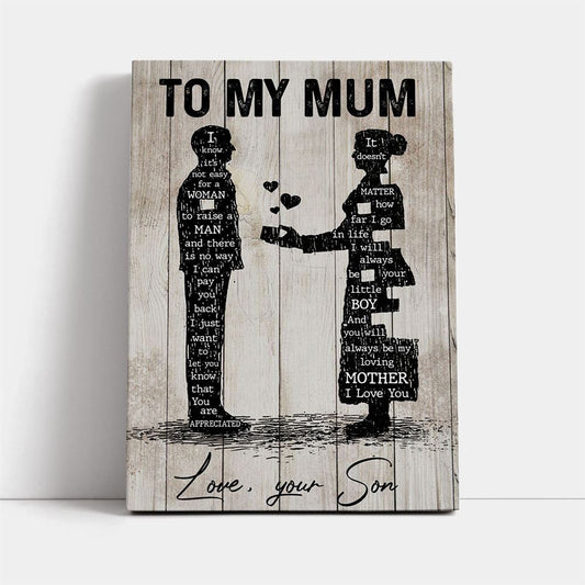 To My Mum Canvas, Mother's Day Canvas Art, Gift For Mom, Birthday Gift, Mother's Day Wall Art
