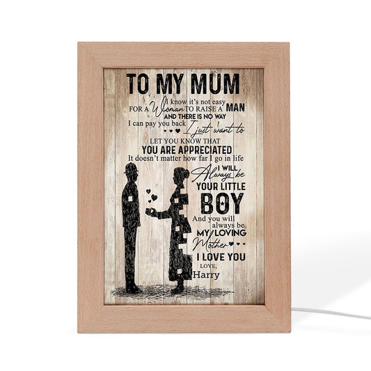 To My Mum It'S Hard To Raise A Man Police Frame Lamp, Mother's Day Night Light, Best Mom Ever, Gift For Mom