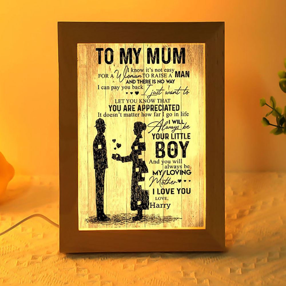 To My Mum It'S Hard To Raise A Man Police Frame Lamp, Mother's Day Night Light, Best Mom Ever, Gift For Mom