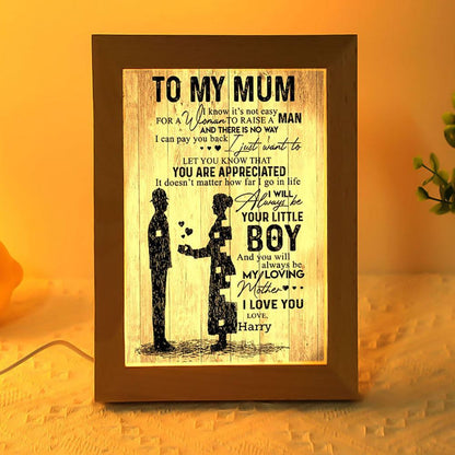 To My Mum It'S Hard To Raise A Man Police Frame Lamp, Mother's Day Night Light, Best Mom Ever, Gift For Mom