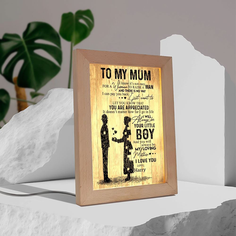 To My Mum It'S Hard To Raise A Man Police Frame Lamp, Mother's Day Night Light, Best Mom Ever, Gift For Mom
