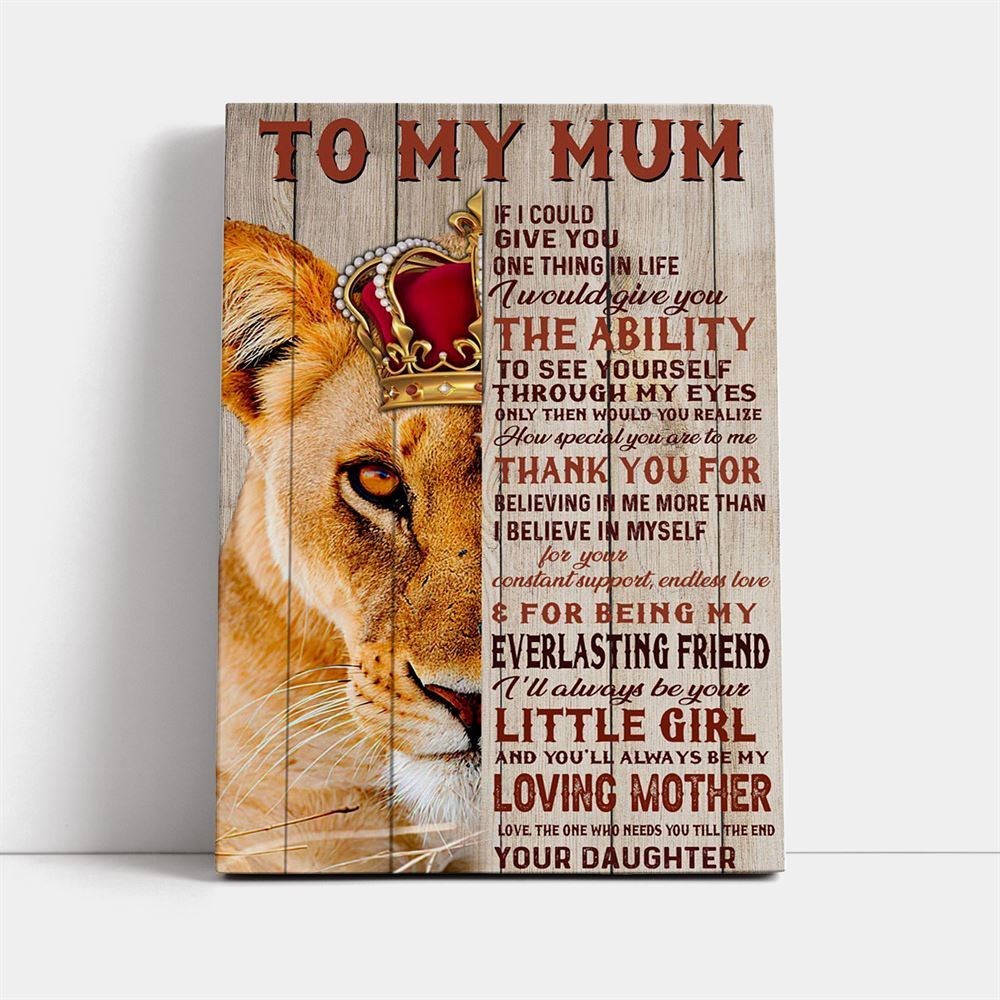 To My Mum Lion Canvas Canvas, Mother's Day Canvas Art, Gift For Mom, Birthday Gift, Mother's Day Wall Art