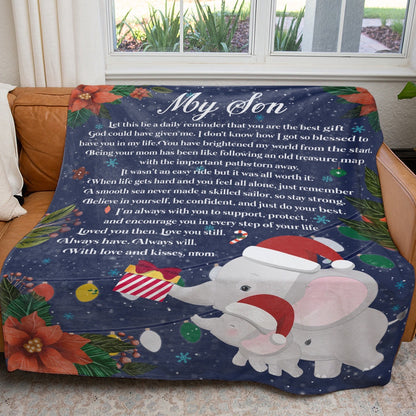 To My Son Christmas Blanket Gift Ideas, You'Ve Brightened My World, You Are Best Gift From God Blanket, Christmas Blanket