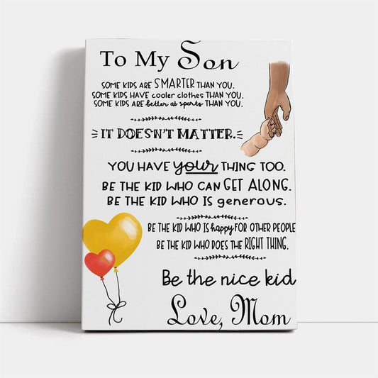 To My Son From Love Mom Vertical Canvas, Mother's Day Canvas Art, Gift For Mom, Birthday Gift, Mother's Day Wall Art