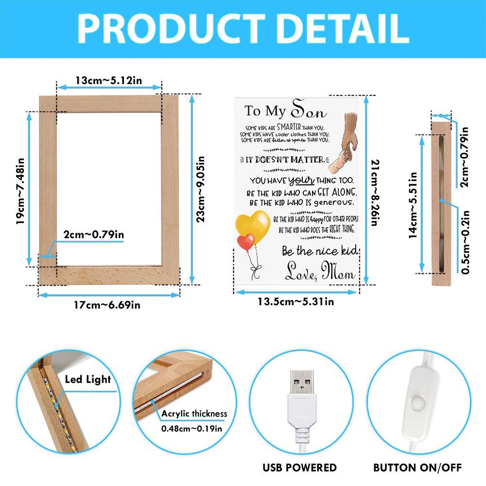To My Son From Love Mom Vertical Frame Lamp, Mother's Day Night Light, Best Mom Ever, Gift For Mom