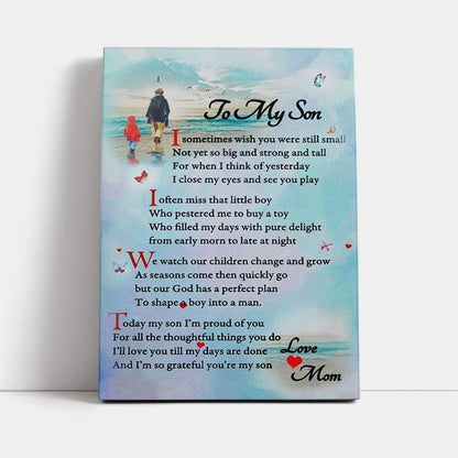 To My Son Love Mom Portrait Canvas, Mother's Day Canvas Art, Gift For Mom, Birthday Gift, Mother's Day Wall Art