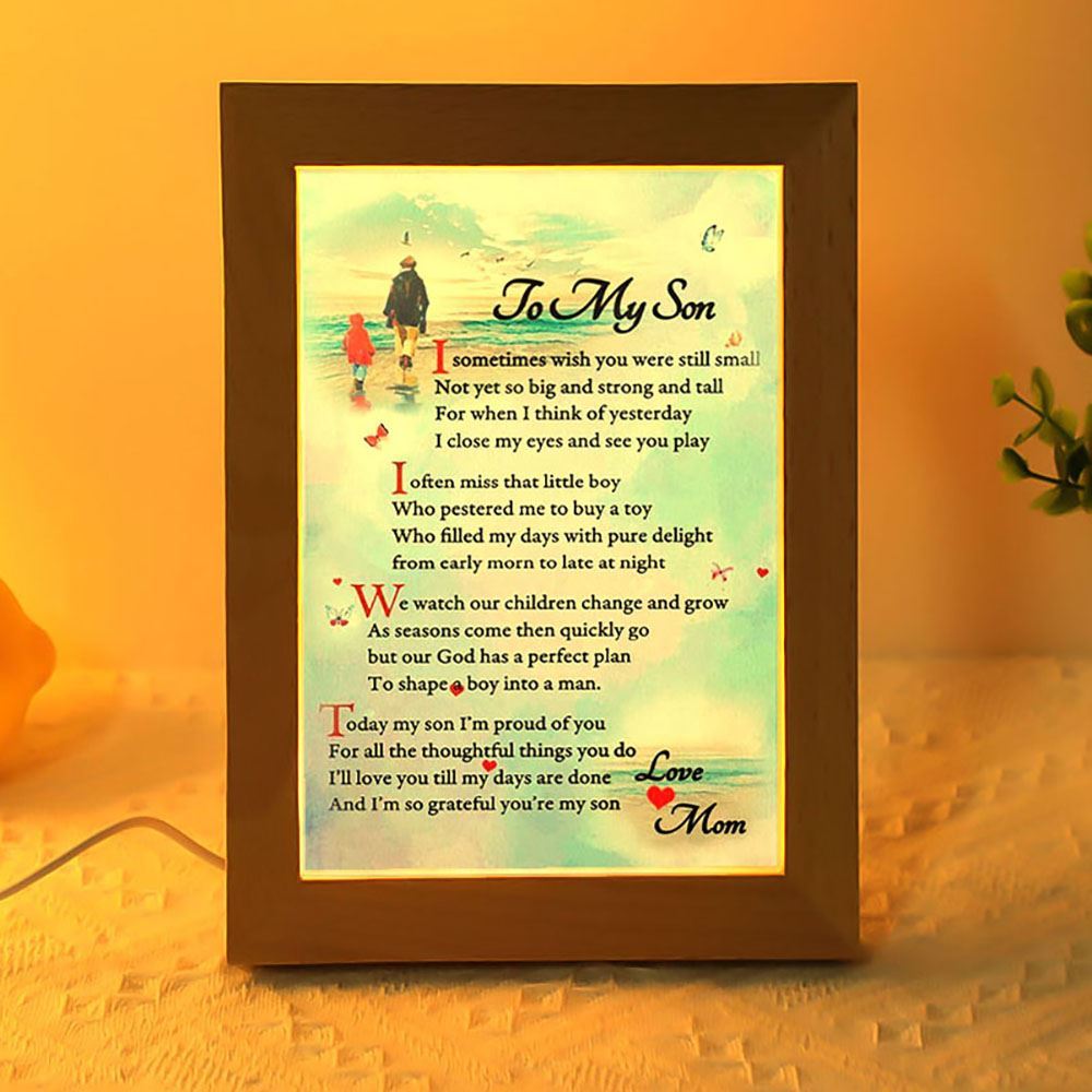 To My Son Love Mom Portrait Frame Lamp, Mother's Day Night Light, Best Mom Ever, Gift For Mom