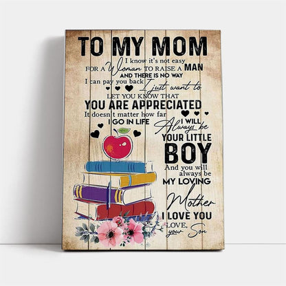 To My Teacher Mom Floral Canvas Mother'S Day Gift, Mother's Day Canvas Art, Gift For Mom, Birthday Gift, Mother's Day Wall Art