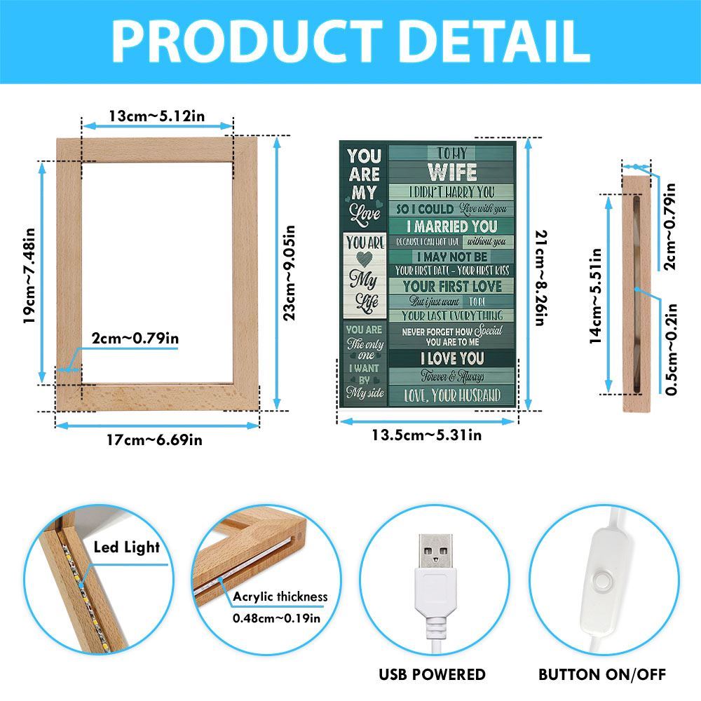 To My Wife You Are My Love Frame Lamp, Mother's Day Night Light, Best Mom Ever, Gift For Mom