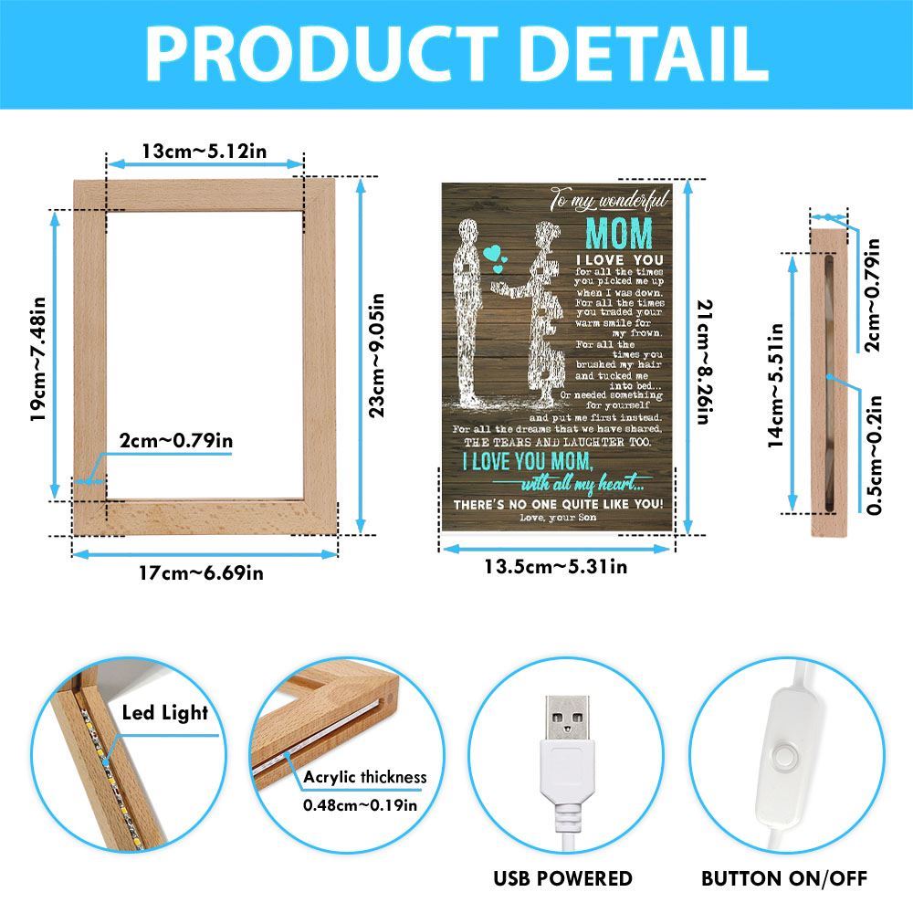 To My Wonderful Frame Lamp, Mother's Day Night Light, Best Mom Ever, Gift For Mom