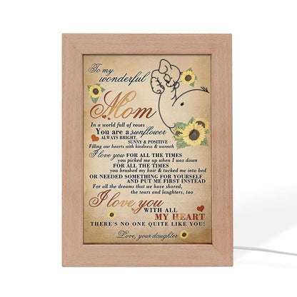 To My Wonderful Mom I Love You With All My Heart Elephant Frame Lamp, Mother's Day Night Light, Best Mom Ever, Gift For Mom