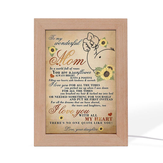 To My Wonderful Mom I Love You With All My Heart Elephant Frame Lamp, Mother's Day Night Light, Best Mom Ever, Gift For Mom