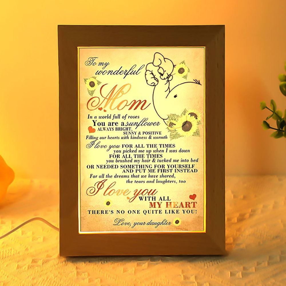 To My Wonderful Mom I Love You With All My Heart Elephant Frame Lamp, Mother's Day Night Light, Best Mom Ever, Gift For Mom