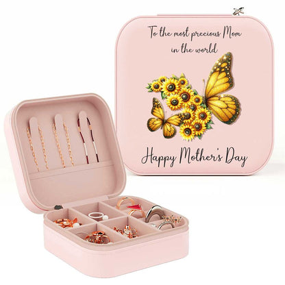 To The Most Precious Mom In The World Sunflower Jewelry Box, Gift For Mother's Day, Mother's Day Jewelry Case, Gift For Her