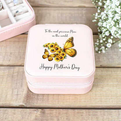 To The Most Precious Mom In The World Sunflower Jewelry Box, Gift For Mother's Day, Mother's Day Jewelry Case, Gift For Her
