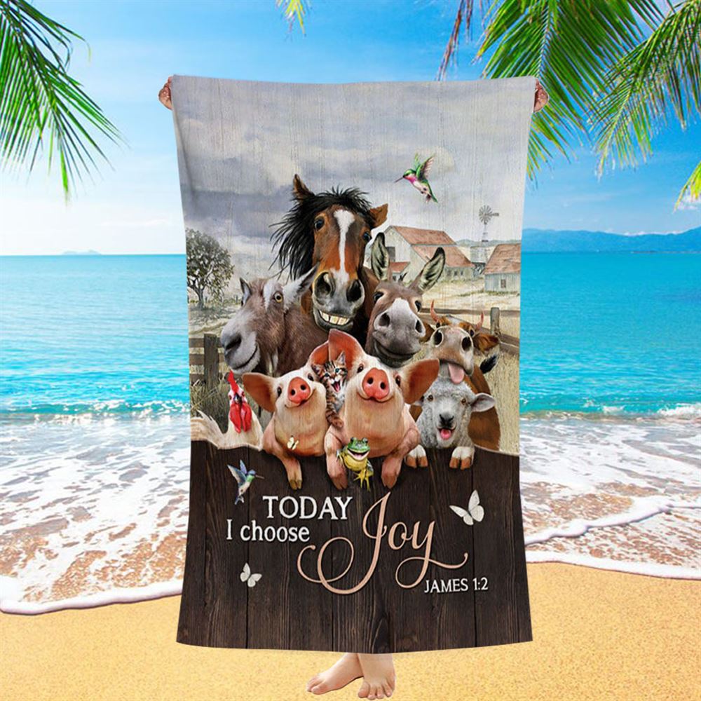 Today I Choose Joy Animal Hummingbird Beach Towel - Christian Beach Towel - Bible Verse Beach Towel